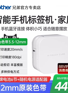 Brother兄弟PT-P300BTz 手机标签打印机家用便签收纳手持家用小型便携式办公条码线缆文件白板标识仓库p710bt