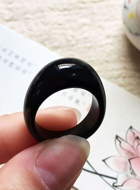 玛瑙玉髓转运戒指冷淡风指环情侣款 个性设计简约小众男女扳指潮
