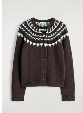 OWN IT/风格复古且优雅几何图案提花开衫棕色提花开衫