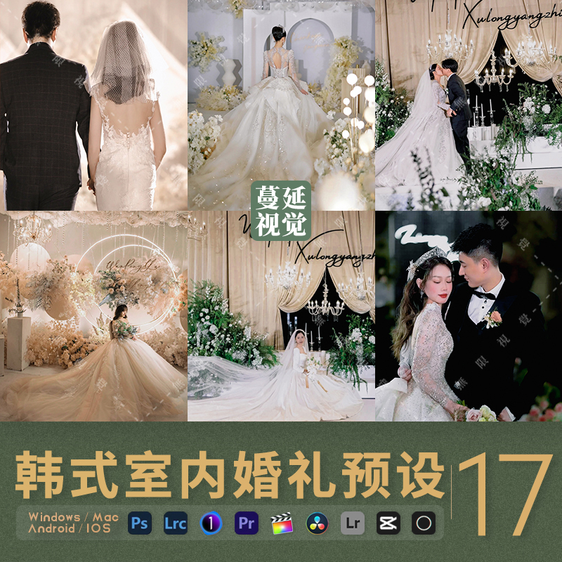 LR预设小红书网红高级婚礼跟拍PS调色韩式婚纱人像PR飞思滤镜剪映