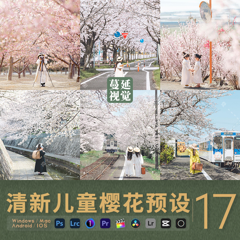 春日樱花LR预设PS像素蛋糕人像PR滤镜桃花季LUTs飞思剪映FCPX