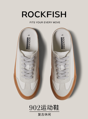 Rockfish帆布鞋女款2025秋季新款德训鞋懒人一脚蹬半拖休闲板鞋