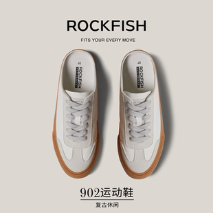女款 懒人一脚蹬半拖休闲板鞋 2025秋季 德训鞋 新款 Rockfish帆布鞋