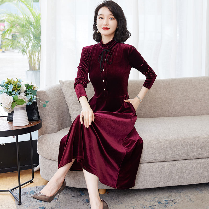 连衣裙秋冬新款大码气质长裙