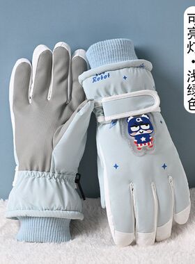 可爱小超人儿童手套滑雪冬季男女童加绒厚防泼水防滑玩雪保暖骑车