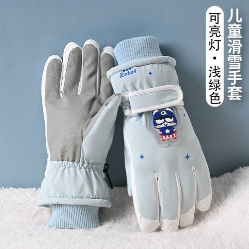 可爱小超人儿童手套滑雪冬季男女童加绒厚防泼水防滑玩雪保暖骑车