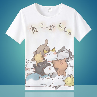 猫咪后院衣服男女 可爱猫咪短袖T恤宽松二次元日本cos服圆领夏装