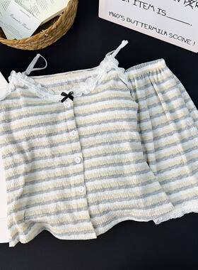 吊带睡衣夏天女带胸垫学生小清新性感吊带休闲短裤家居服两件套装