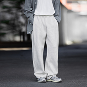 直筒宽松休闲长裤 PSO 秋冬 针织加绒灰色卫裤 男款 Brand男装 女装