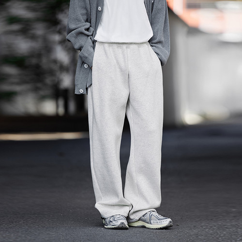 PSO Brand男装女装针织加绒灰色卫裤男款直筒宽松休闲长裤秋冬