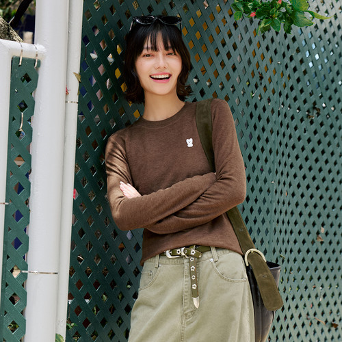 PSO Brand 女装优可丝针织白色内搭打底衫修身保暖长袖上衣秋季潮