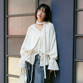 羊毛混纺嬉皮风V领镂空针织开衫 PSO Brand女装 毛衣外套宽松上衣