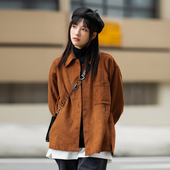 Brand男装 潮牌春秋季 女装 长袖 情侣衬衣外套 纯色仿麂皮绒衬衫 PSO