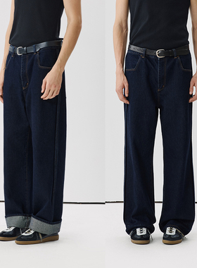 PSO Brand男装女装【经典原牛】水洗蓝色美式牛仔裤直筒宽松长裤