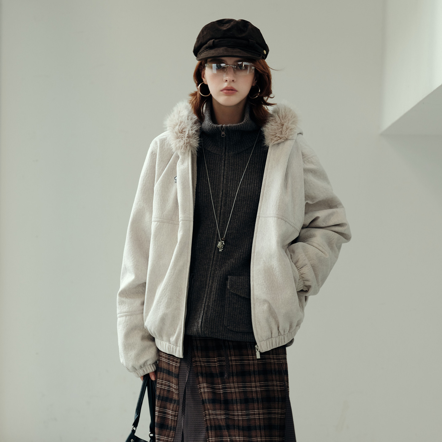 PSO Brand男装女装可爱西高地毛领连帽宽松厚拉链夹克外套女款冬