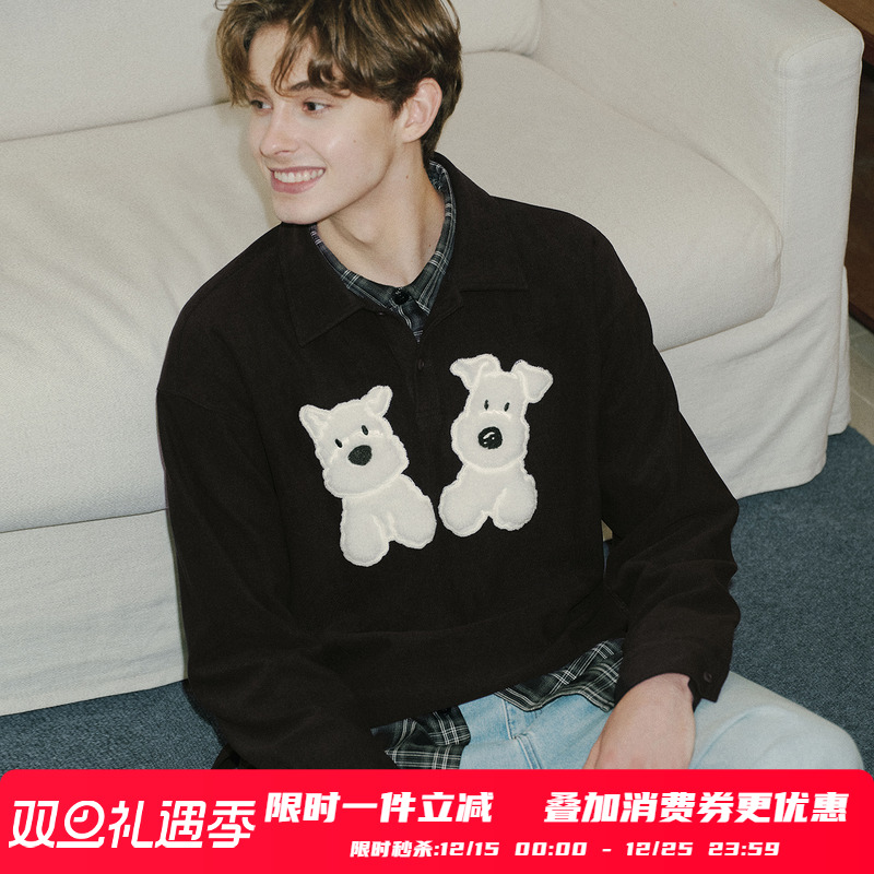 PSO Brand 男装女装可爱西高地POLO领长袖卫衣女款秋季外套情侣装