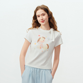 PSO t恤女休闲圆领上衣春季 Brand女装 莱赛尔可爱小马正肩绑带短袖