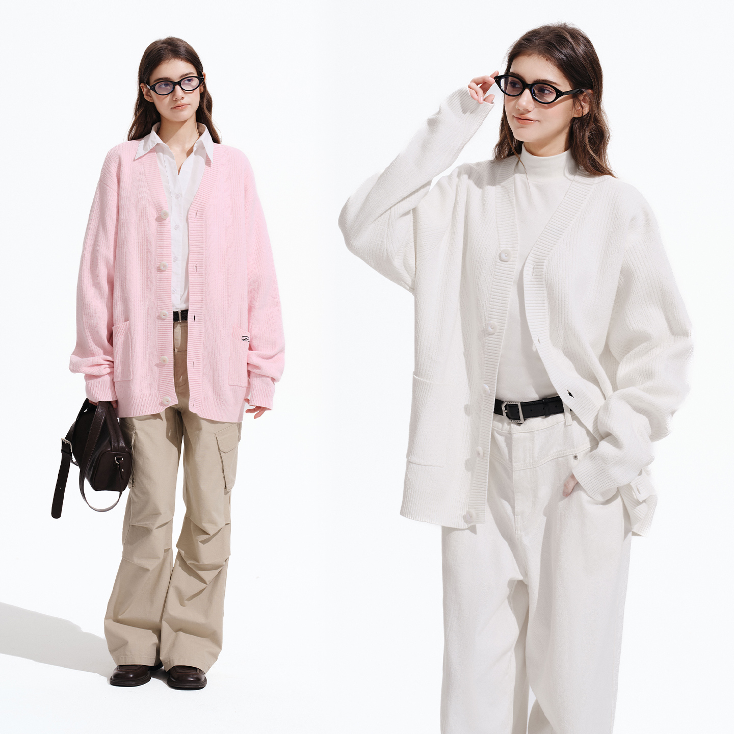 PSO Brand男装女装【全棉纱】圆领毛衣开衫外套情侣女士宽松上衣