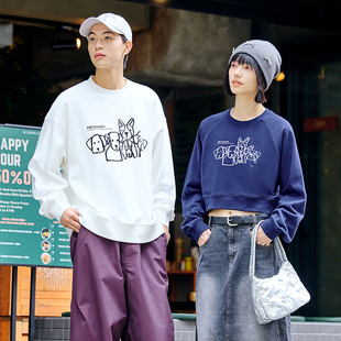 360克针织涂鸦小狗纯色圆领卫衣宽松休闲上衣 女装 PSO Brand男装