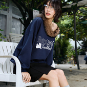 女装 PSO Brand 可爱西高地可拆卸毛领慵懒风女士卫衣外套斜肩上衣