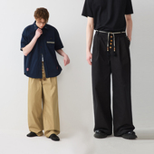 Brand男装 女装 210克斜纹刺绣民族风工装 PSO 直筒宽松阔腿百搭长裤