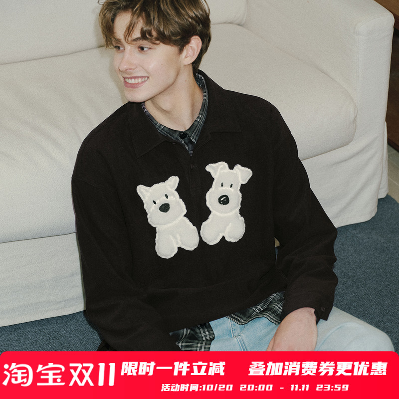 PSO Brand 男装女装可爱西高地POLO领长袖卫衣女款秋季外套情侣装