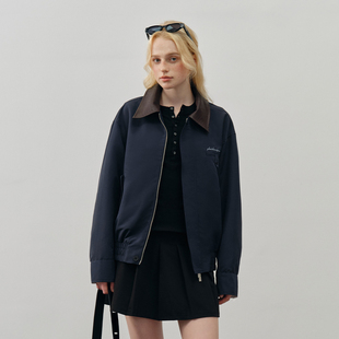 复古翻领撞色菱格工装 PSO 美式 女装 夹克宽松风衣外套 Brand男装