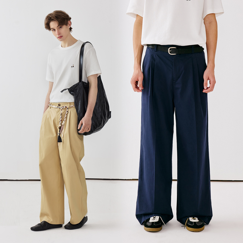 PSO Brand男装女装210克斜纹基础纯色休闲直筒宽松阔腿工装长裤国