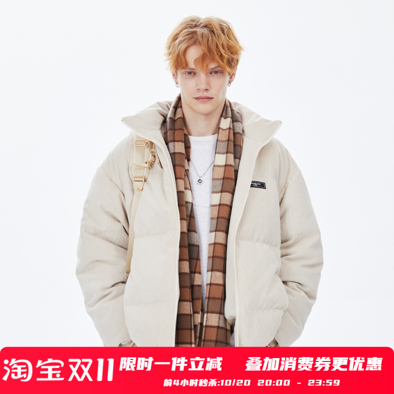 灯芯绒面料羽绒服潮牌