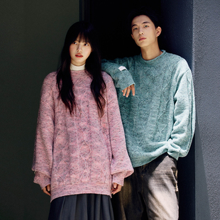 水墨画纱彩点宽松圆领女士毛衣针织衫 女装 秋冬保暖 Brand男装 PSO