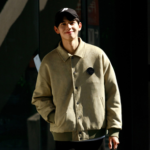 麂皮绒面料魔术贴章棉服夹克潮牌棉衣夹棉外套 女装 PSO Brand男装