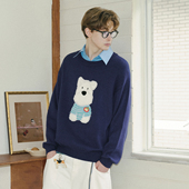 针织衫 PSO 秋 可爱西高地情侣装 毛衣外套宽松长袖 Brand男装 女装