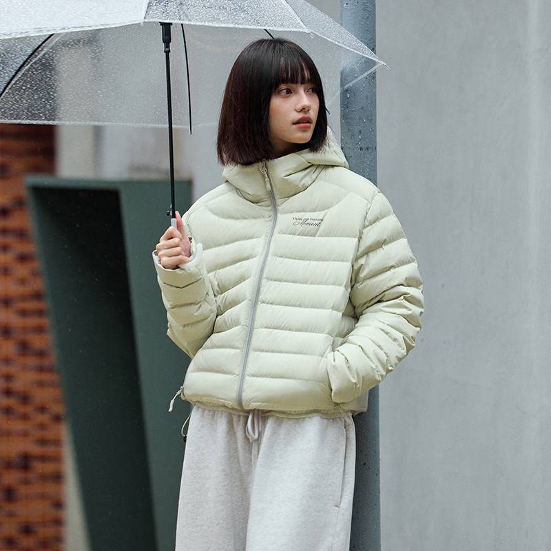 PSO Brand女装【三防】白鸭绒连帽加厚羽绒服外套冬防风保暖防寒