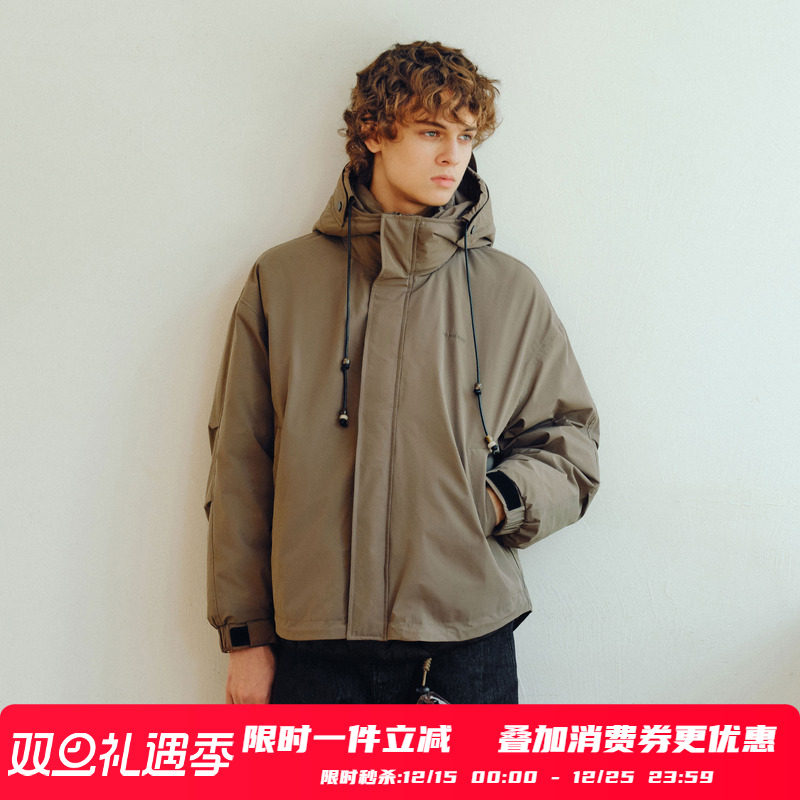 PSO Brand男装女装【90绒】假两件连帽风衣宽松厚羽绒服外套男款