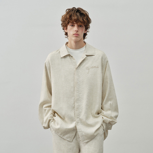 衬衫 PSO 长袖 天丝亚麻老钱风翻领男士 外套休闲宽松衬衣 Brand男装