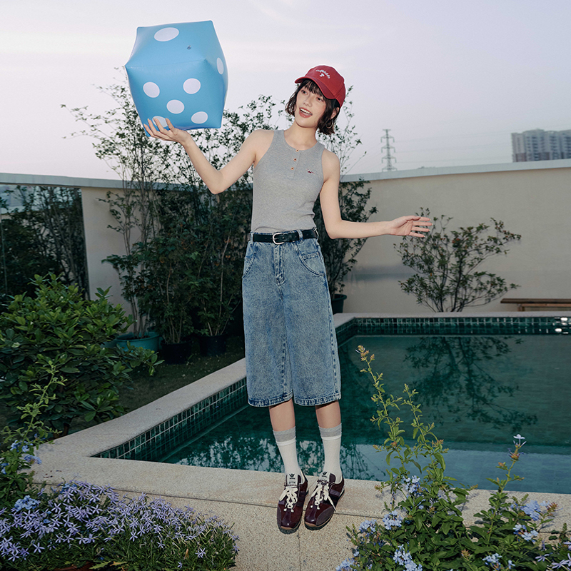 PSO Brand 男装女装肌理华夫格可爱腊肠犬刺绣背心无袖短袖上衣