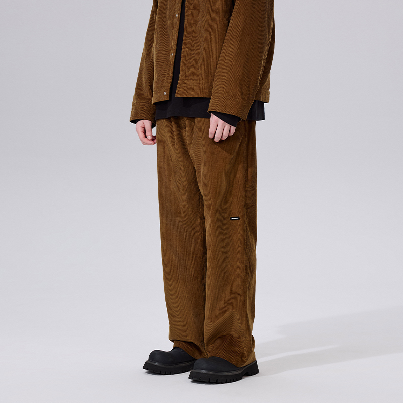 PSO Brand男装女装美式直筒无弹阔腿灯芯绒撞色长裤直筒休闲裤