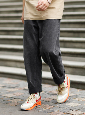 PSO Brand男装女装美式复古水洗黑色牛仔裤男款宽松休闲直筒长裤