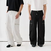 Brand男装 女装 全棉梭织水洗拼接直筒宽松工装 PSO 阔腿长裤 百搭潮