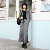 洗褪色做旧纹理针织拉链开衩长裙女装 PSO Brand