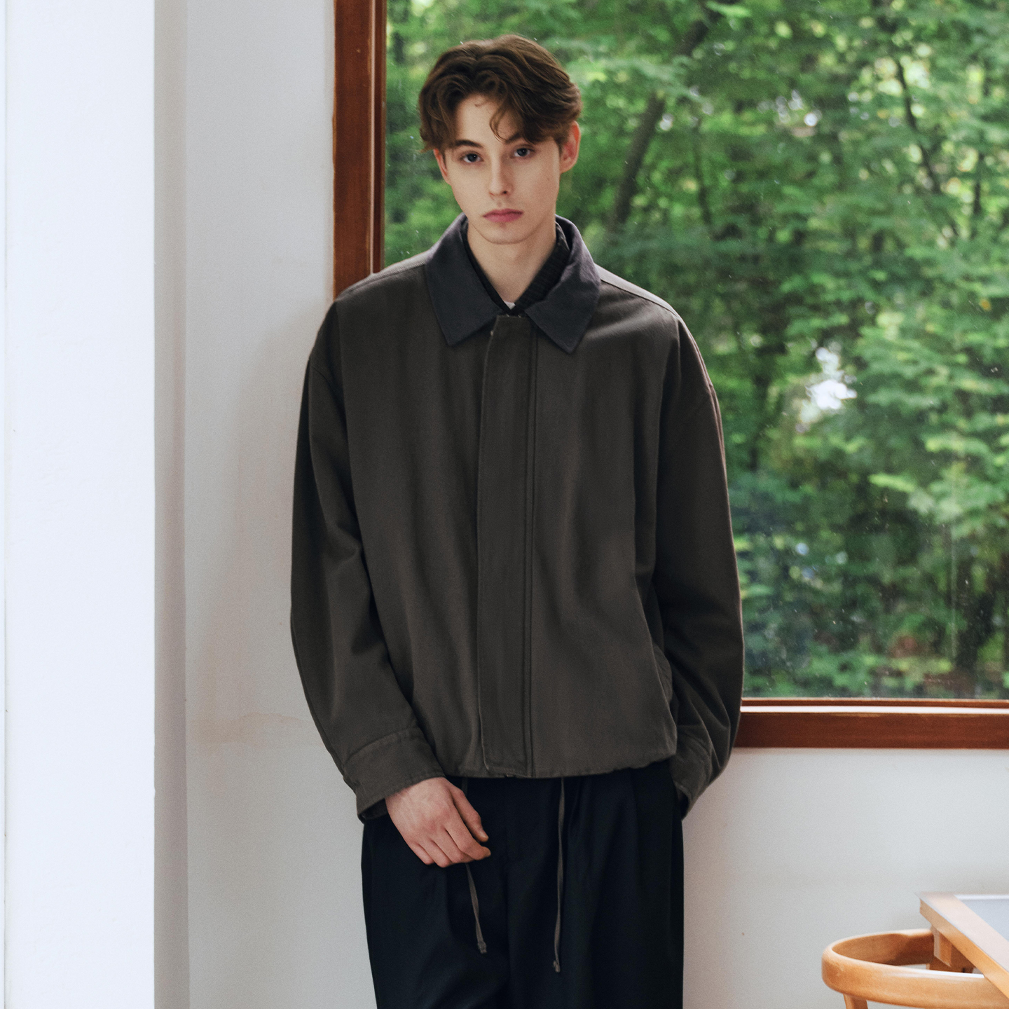 PSO Brand 男装女装巴恩风美式撞色领洗水做旧宽松工装夹克外套潮