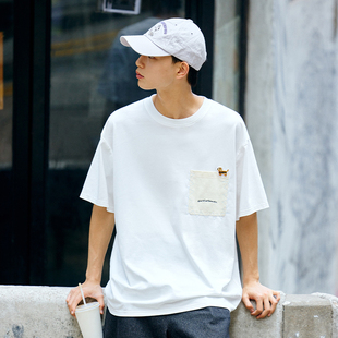 Brand男装 短袖 女装 索罗娜小狗撞色口袋不规则男士 t恤 凉感 PSO