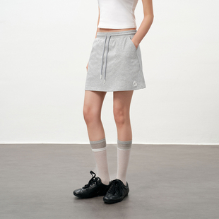 PSO 可爱小马抽绳灰色A字半身短裙休闲显瘦防走光裙子 Brand女装