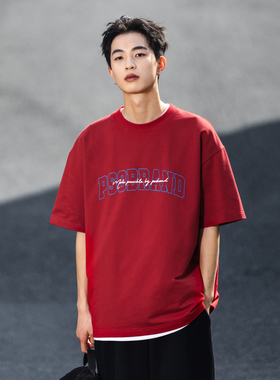 PSO Brand男装女装32支200克卫衣面料海绵立体印花衬线短袖t恤