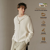 女装 PSO Brand男装 羊绒羊毛混纺老钱风毛线衣男连帽针织毛衣外套