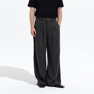 Brand男装 宽松直筒垂感长裤 女装 子男款 天丝莱赛尔微皱阔腿裤 PSO
