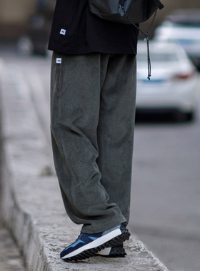 PSO Brand男装女装复古灯芯绒阔腿长裤宽松休闲黑色直筒裤百搭