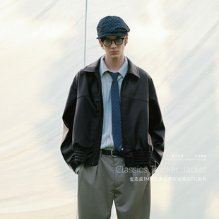 美式 PSO 女装 男装 复古PU皮翻领拉链黑色皮衣夹克外套机车潮 Brand