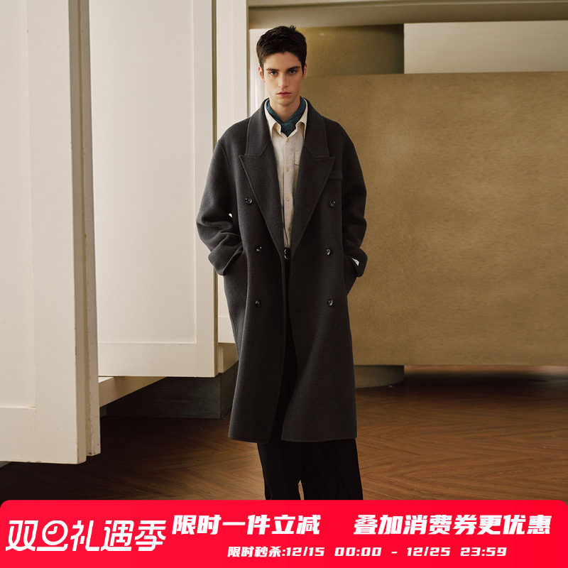 PSO Brand 男装女装【羊毛】翻领加厚中长款宽松毛呢大衣保暖外套