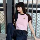 T恤情侣装 PSO 国潮夏 马卡龙配色可爱小狗插肩袖 短袖 Brand男装 女装